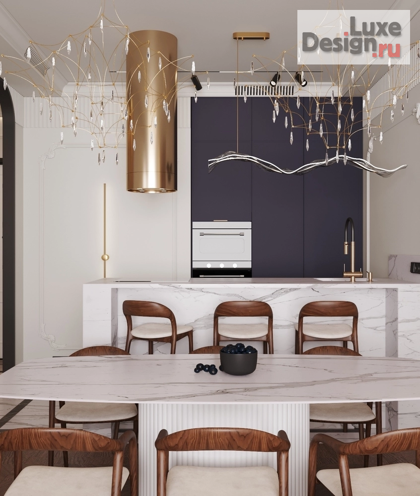 Дизайн интерьера трехкомнатной квартиры "Прихожая и кухня гостниная во французском стиле" (фото 5)