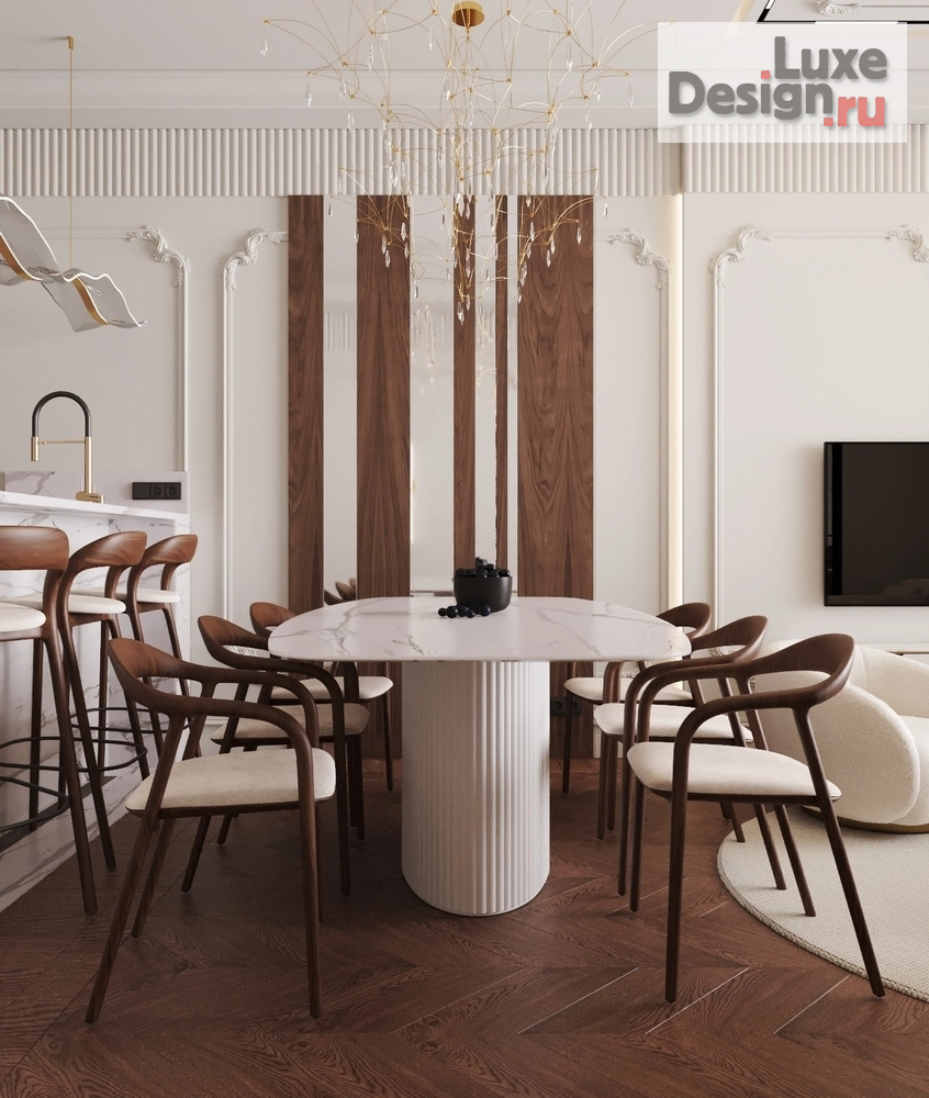 Дизайн интерьера трехкомнатной квартиры "Прихожая и кухня гостниная во французском стиле" (фото 6)