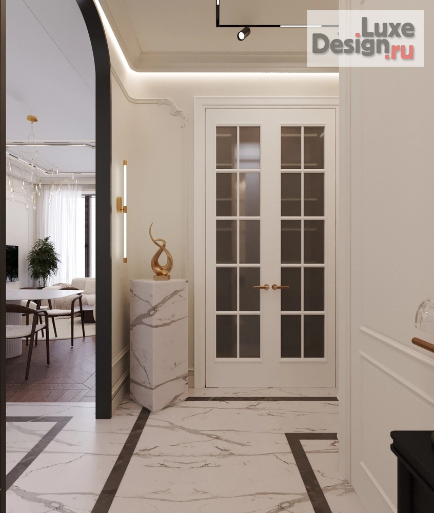 Дизайн интерьера трехкомнатной квартиры "Прихожая и кухня гостниная во французском стиле" (фото 1)