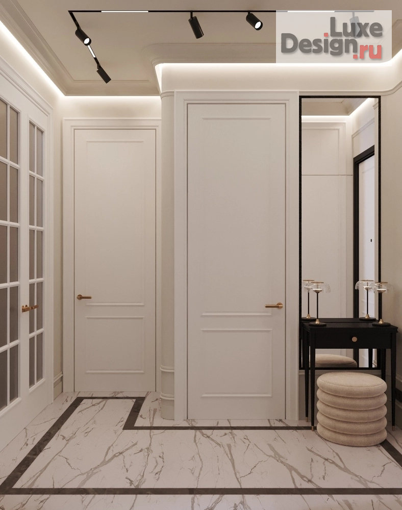 Дизайн интерьера трехкомнатной квартиры "Прихожая и кухня гостниная во французском стиле" (фото 2)