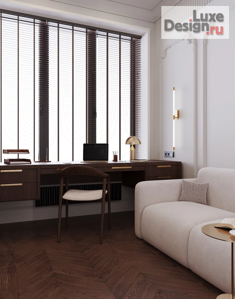 Дизайн интерьера трехкомнатной квартиры "Кабинет во французском стиле🤍" (фото 2)