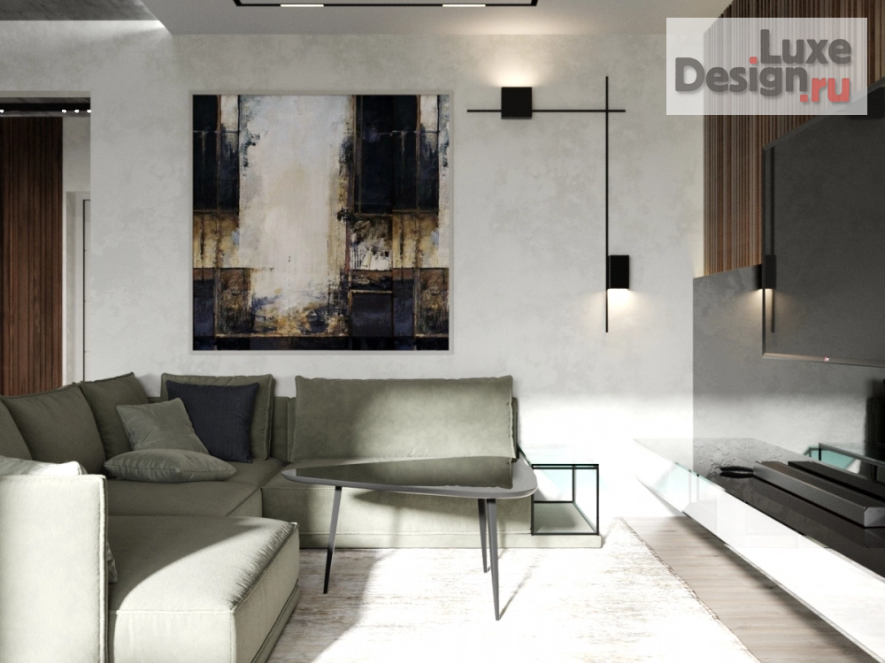 Дизайн интерьера гостиной "Брутальный проект для молодого мужчины с видом на город в ЖК "Новый"" (фото 5)