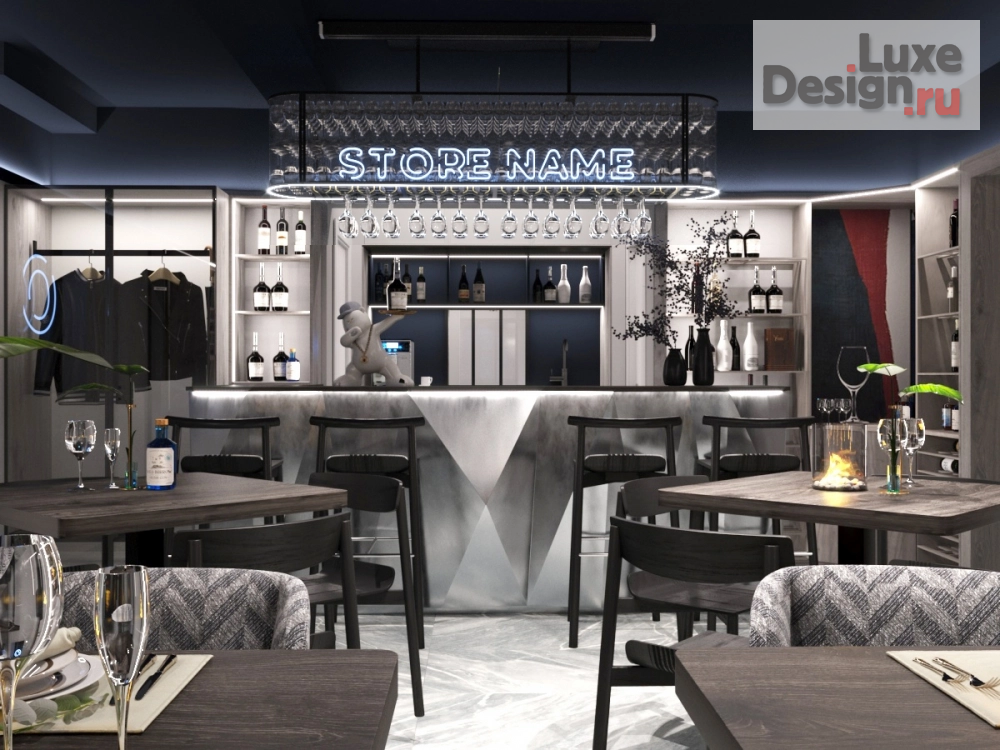 Дизайн интерьера кафе "Винотека с кафе в ЖК "Сити Парк"" (фото 2)